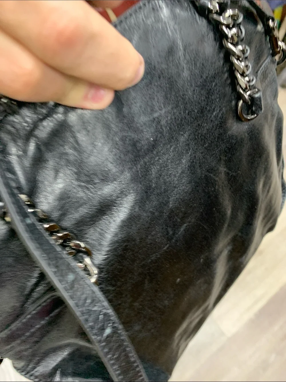 Michael Kors Black Leather Chain-Handle Satchel